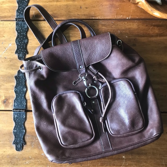 Roots Bags Vintage Roots Canada Brown Leather Backpack Shoulder Bag Purse Poshmark